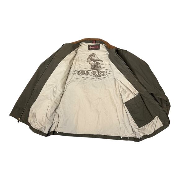 Dri-Duck Barn Jacket green canvan & brown leather collar size XXL - Picture 5 of 11
